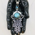 Hand of Fatima Labradorite Pendant