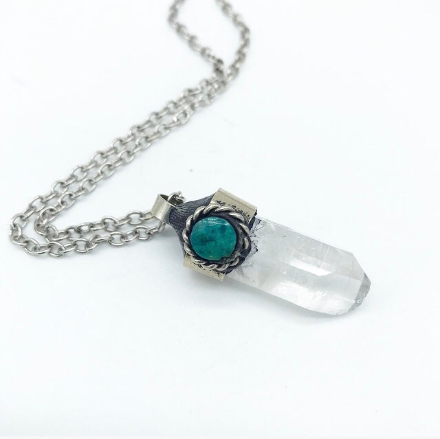 Clear Quartz & Chrysocolla Pendant