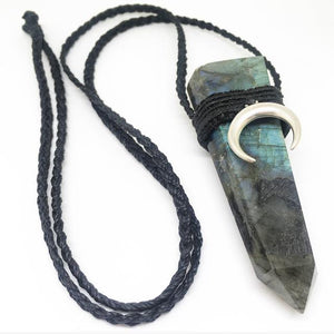 Labradorite New Moon Macrame Pendant - Lost Cosmos