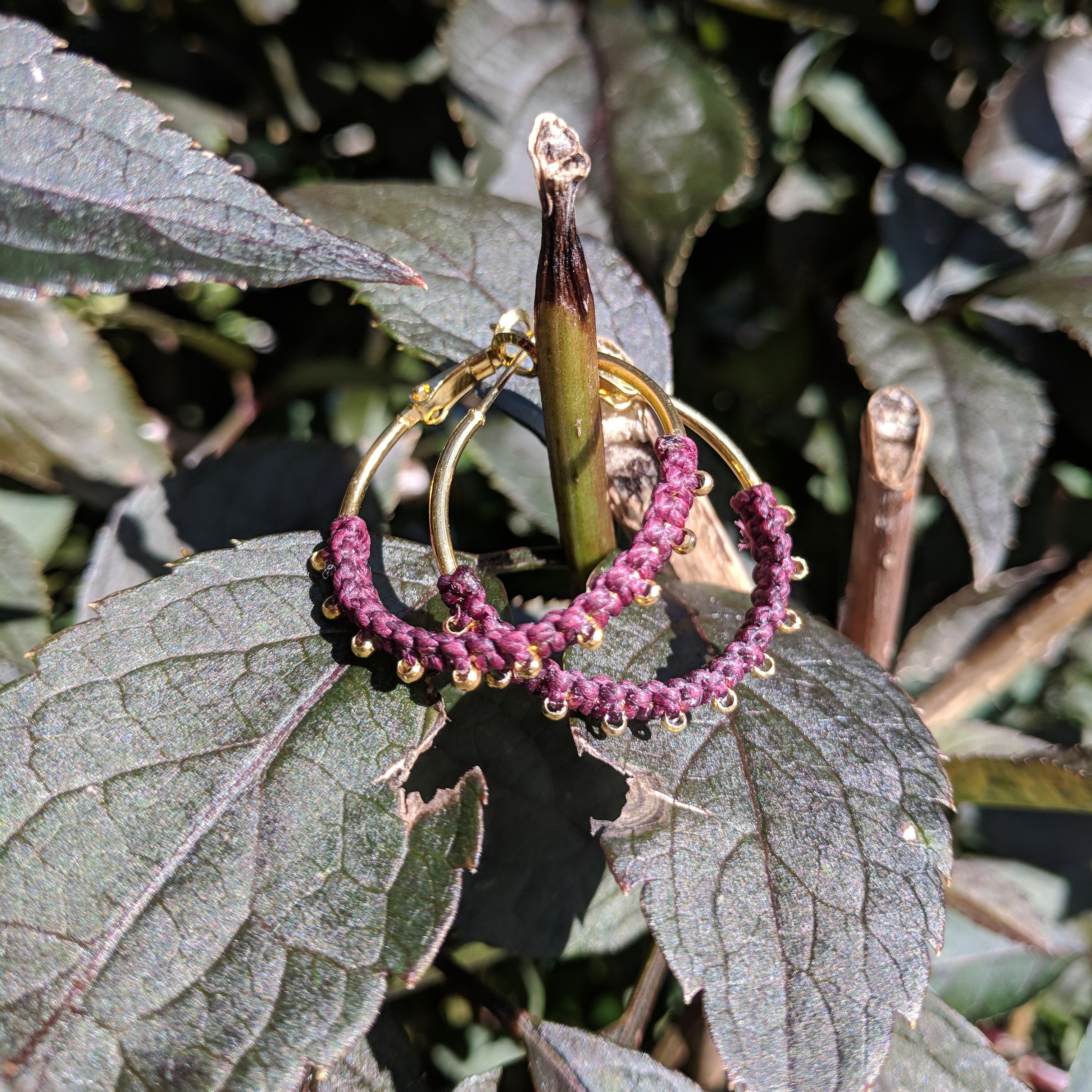 Macrame Gold Hoops