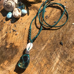 Blue Obsidian & Cowrie Shell Necklace Teal