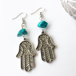 Turquoise Hamsa Hand Protection Earrings