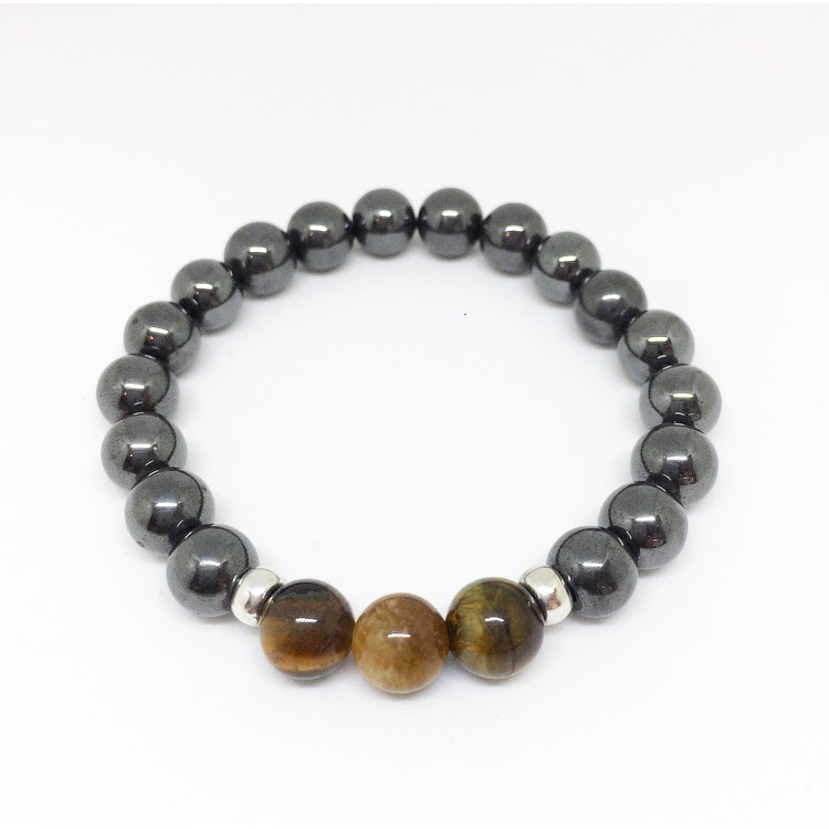 Hematite and Tigers Eye Bracelet Of Strength - Lost Cosmos