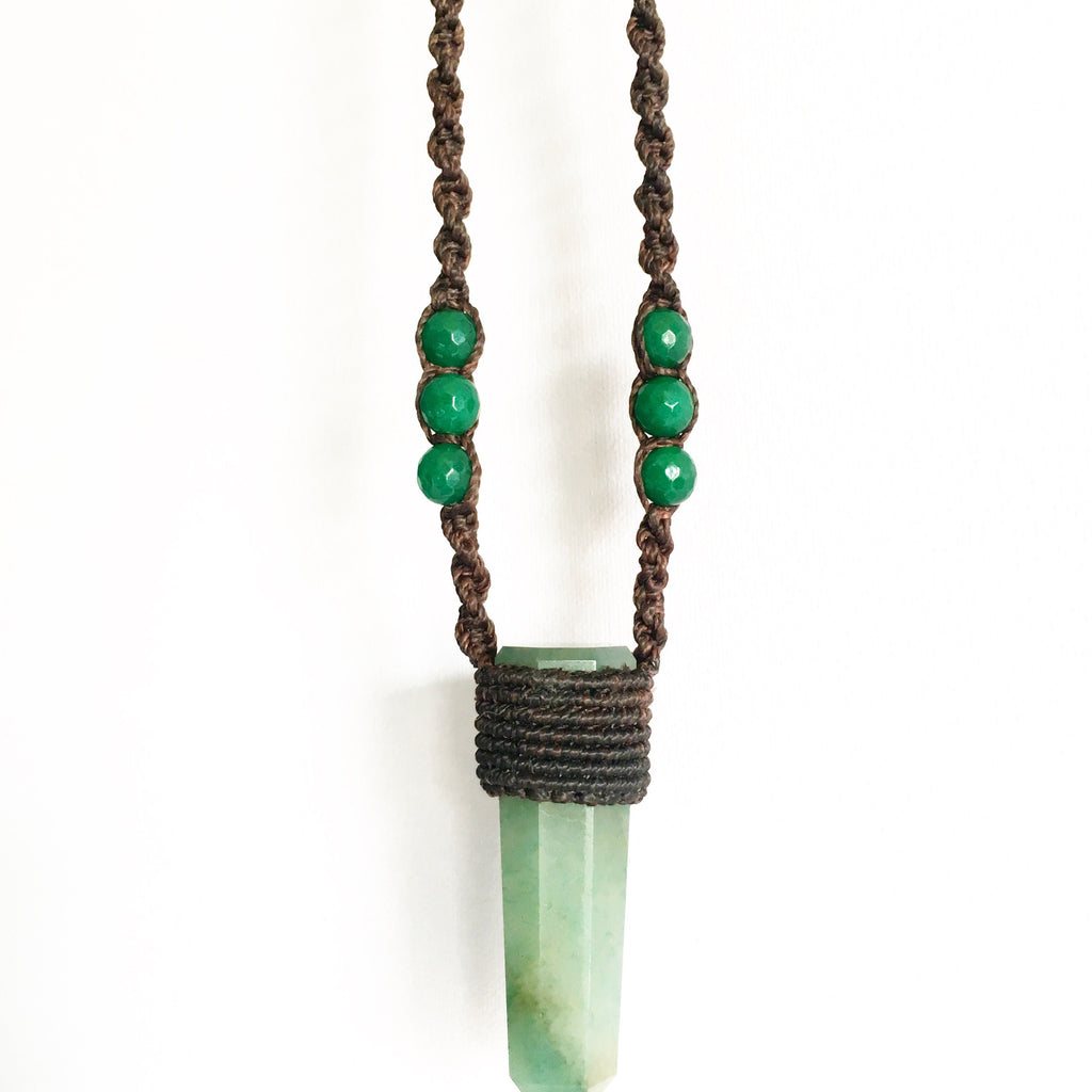 Green Aventurine Macrame Pendant