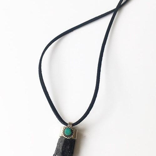 Black Tourmaline & Chrysocolla Pendant - Lost Cosmos