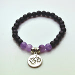 Black Onyx and Amethyst Om Bracelet - Lost Cosmos