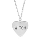 Witch Engraved Heart Pendant