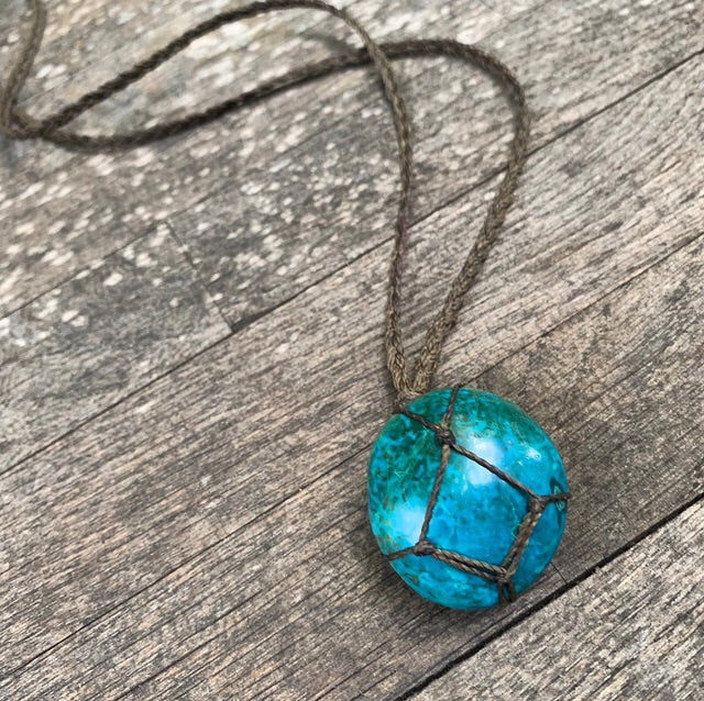 Chrysocolla Macrame Pendant