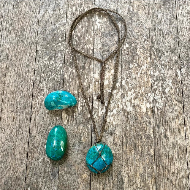 Chrysocolla Macrame Pendant