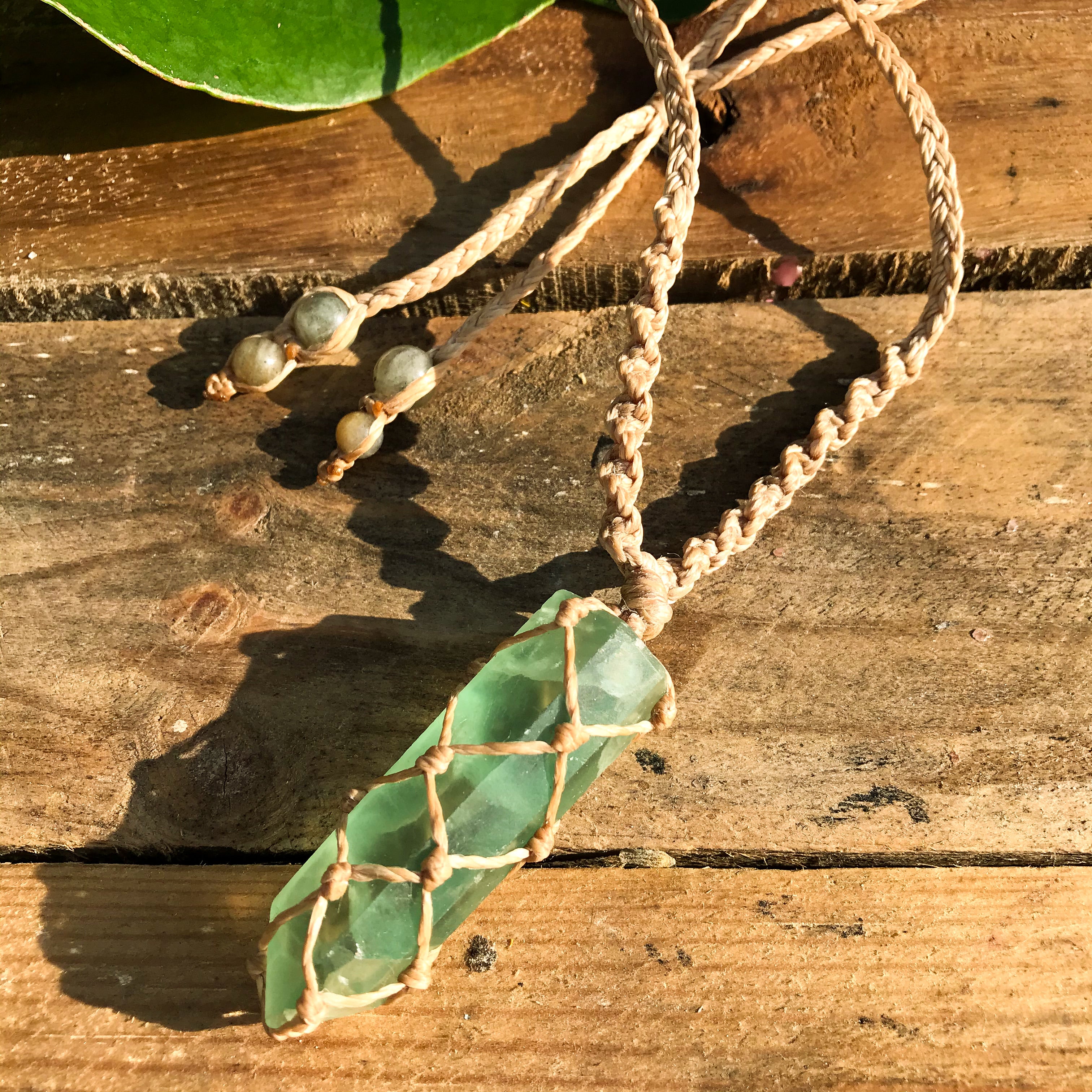 Green Fluorite Macrame Pendant