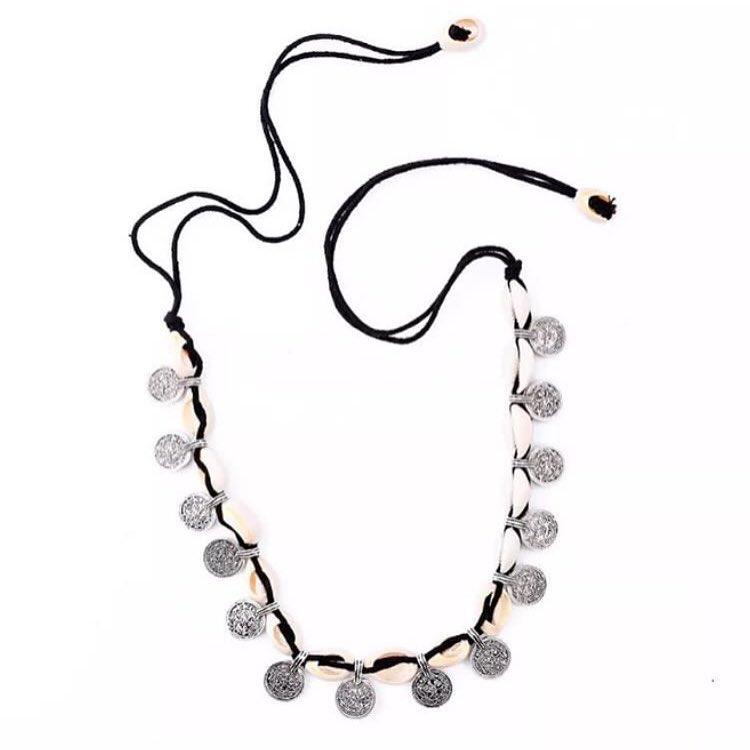 Kuchi Cowrie Shell and Coin Choker-Lost Cosmos